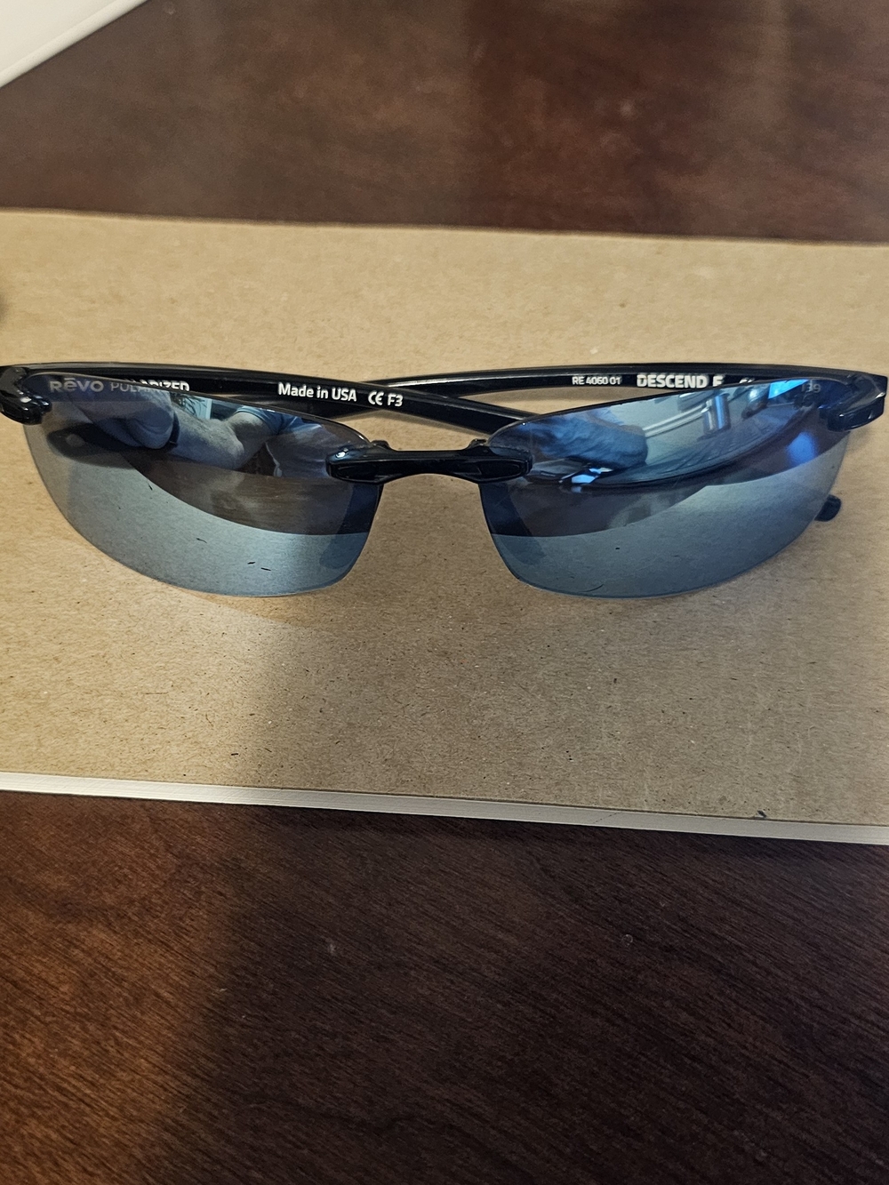Revo Descend Men's Sunglasses with Blue Lenses and Black Frame